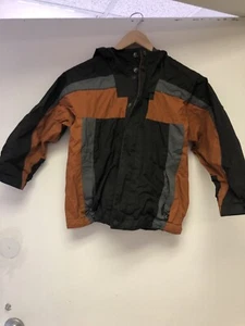 REI Hooded Jacket Coat Boys XS 6/7 Nylon Gray , Dark Gray And Orange. - Picture 1 of 2