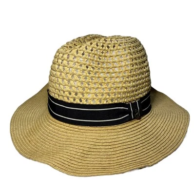 Olive & Pique Straw Hat Floppy Anchor Tan Band Beach Travel Cruise Picnic Boat - Image 1 of 4
