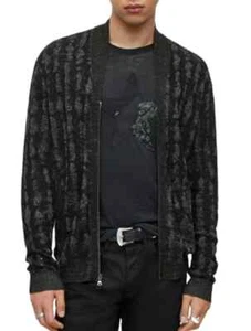 John Varvatos Zip Front Cardigan Men Small Grey Linen Blend Yarn in Italy NWOT - Picture 1 of 8