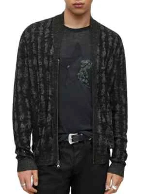 John Varvatos Zip Front Cardigan Men Small Grey Linen Blend Yarn in Italy NWOT - Image 1 of 4