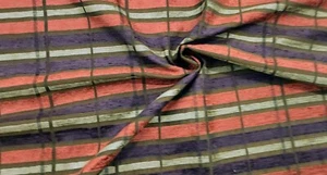 Tessuto tappezzeria stile BoHo a righe marrone, marrone e rosso - Venduto da cantiere - Foto 1 di 3