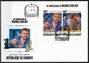 DJIBOUTI 2020 30th ANNIVERSARY OF MAGNUS CARLSEN CHESS SHEET FDC - Picture 1 of 1