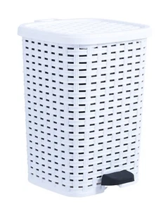 Lata de basura paso a paso para exteriores/interior Superio Mimbre 12 qt lata de basura blanca con tapa - Imagen 1 de 6