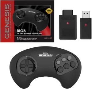 Retro-Bit Official Sega Genesis BIG6 Wireless Controller 6-Button Arcade Pad - Picture 1 of 14