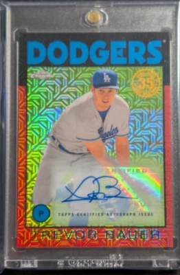 Topps 2021 - Serie 2 paquete plateado 1986 Topps cromo Trevor Bauer rojo automático/5 Foto 1 de 4