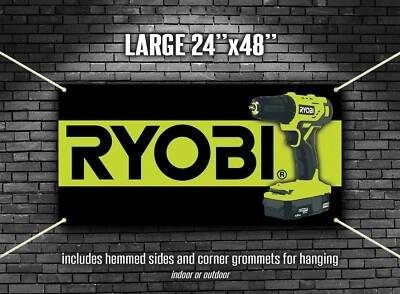 Ryobi  garage art workshop man cave shop banner 24"x48" drill driver - Image 1 of 2