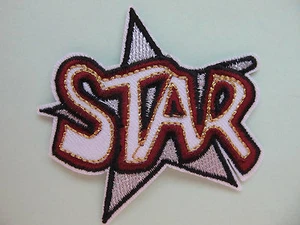 Star with Words Iron on Applique Patch - Picture 1 of 1