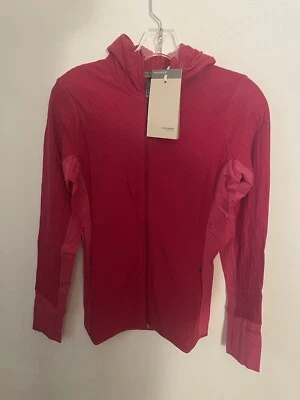 Icebreaker Mujer Descender 100% Lana Merino LS Cremallera Sudadera con Capucha Pequeña, Elec Rosa/Tempo Foto 1 de 4