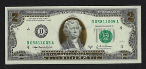 2,00 $ FRN, Serie 2003-A, World Reserve Monetary Exchange, 24 Karat Blattgold! - Bild 1 von 4