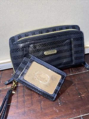 Nuevo sin etiquetas Bolso de Cuero Vegano Negro Buxton Cremallera Alrededor Cartera Organizador Foto 1 de 4