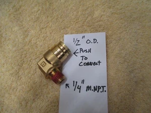 Parker 169PMT-8-4 Brass Male Elbow 90 Degree Prestomatic Fitting, 1/2" x 1/4" B6 - Picture 1 of 7