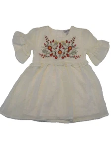 NICOLE MILLER NEW YORK Shirt Blouse Girl Sz 6 Ivory Swiss Dot Embroidered Flower - Picture 1 of 14