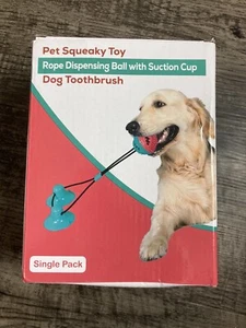 Hund Quietschendes Haustier Spielzeug Seil Spenderball mit Saugnapf Hundezahnbürste Neu - Bild 1 von 7