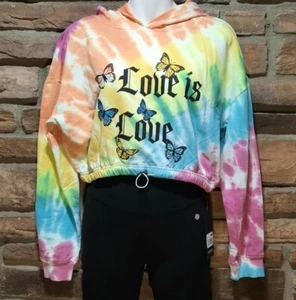 Faded Rose Multicolor Crop Pullover Sudadera Mariposas Tamaño Mediano #354 - Imagen 1 de 10
