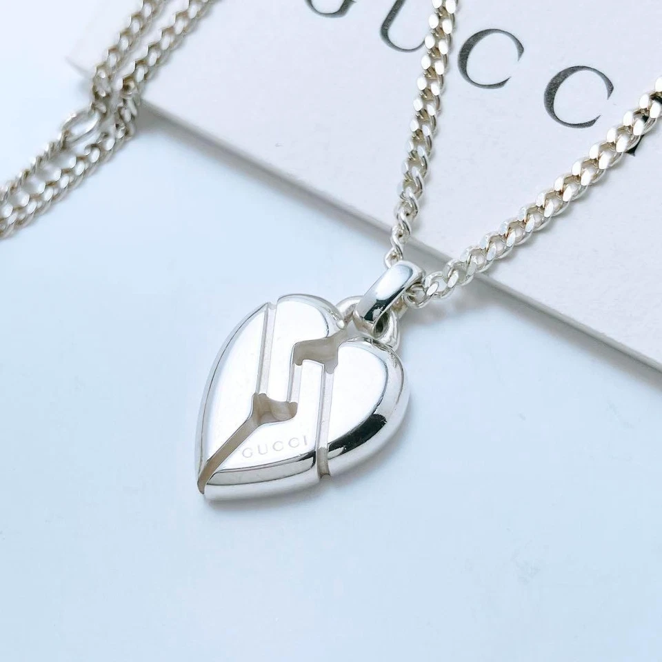 GUCCI Sterling Silver Heart Knot Pendant Necklace Kihei Japan Near Mint - Image 1 of 4