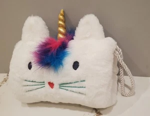 Caticorn Cat Unicorn Plush Muff Muffler Hand Warmer White Pink Blue Gold Pocket - Picture 1 of 4