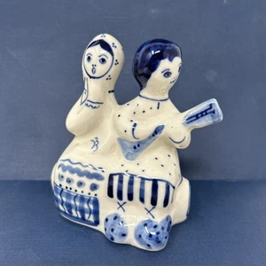 Vintage UdSSR Porzellan Figur Musikpaar blau weiß Ghzel Musikpaar - Bild 1 von 11