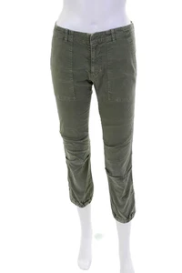 Pantalone slip-on donna Nili Lotan cotone zip bottoni verde taglia 2 - Foto 1 di 5