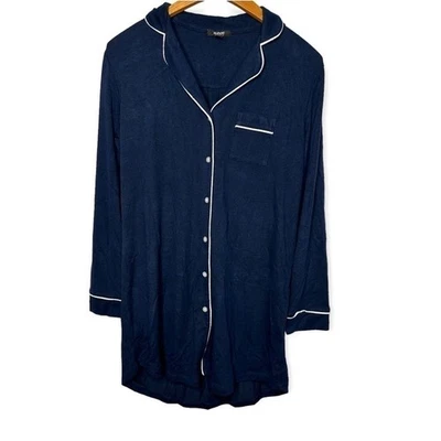 Alfani Long Sleeve Blue Button Front Lounge Shirt Size XS - Image 1 of 4