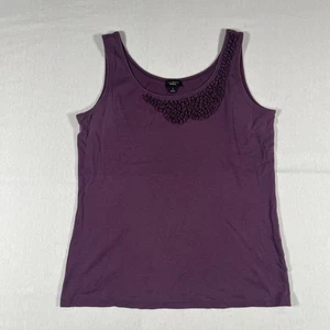 Talbots Plum Tank Sleeveless Top Size Small Floral Embelishment - Picture 1 of 7