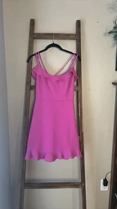 B. DARLIN Pink Strap Back Ruffle Hem Mini Dres Women Sz 13/14 NWT - Picture 1 of 10