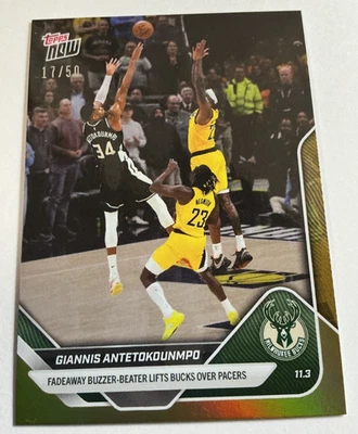 17/50* Giannis Antetokounmpo BUZZER BEATER 2025-26 NBA Topps NOW® - Card 42 - Image 1 of 4