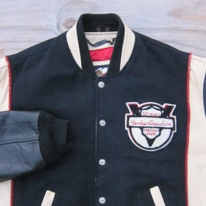 Vintage 90s Harley Davidson Varsity Jacket Mens 2XL Leather Wool V Twin 50 Years - Picture 1 of 22