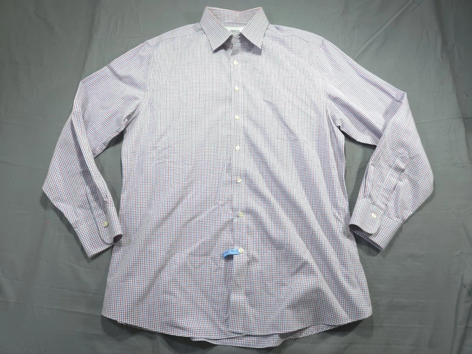 Camisa Charles Tyrwhitt Para Hombres 17.5-36 Azul Rojo Blanco Calce Ajustado Sin Hierro Vestido Cuadros Foto 1 de 4