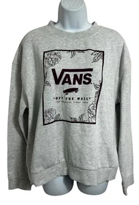 Damen Vans Off The Wall grau Boxy Sweatshirt Gr. XL Blumen Skateboard Grafik - Bild 1 von 11