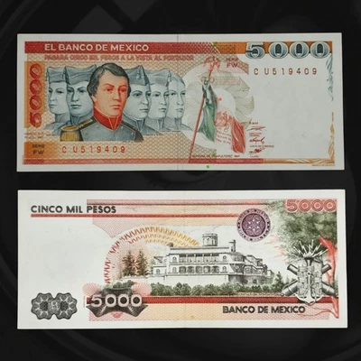​🇲🇽 1985 Mexico 5000 Pesos Banknote, Niños Héroes (Cadets), Chapultepec Castle - Image 1 of 3