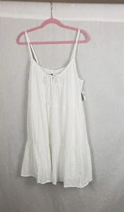 Old Navy Dress Womens XL White Tiered Mini Lined Pockets Summer Casual Beach - Picture 1 of 13