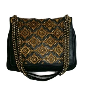 ISABELLA FIORE VINTAGE CAROLINE STUDDED EMBROIDERED SHOULDERBAG SADDLE FLAP $595 - Picture 1 of 22