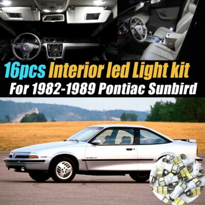 16件装超白汽车内部LED灯泡套件适用于1982 - 1989年庞蒂亚克太阳鸟 — 第 1/4 张图片