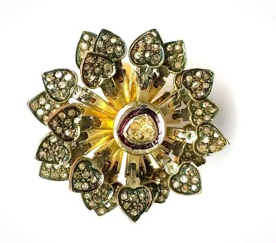 Anillo de plata 925 diamante talla rosa calidad victoriana hecho a mano joyería fina Foto 1 de 4