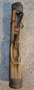 Stovepipe Golf Bag 4135 for Hickory Shaft Golf Clubs Tan Canvas w/Leather Trim - Picture 1 of 15