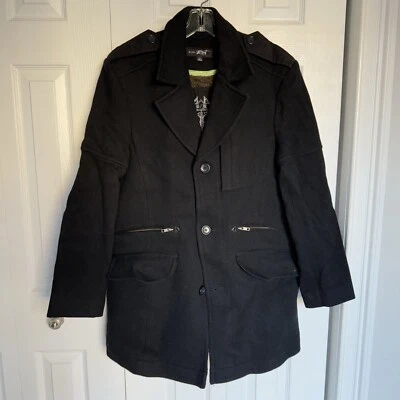 Black Rivet Men’s Military Style Wool Blend Jacket Size M Black Coat - Image 1 of 4