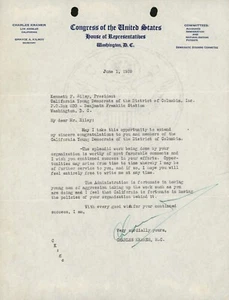 California Representative Charles Kramer Signed Letter - Picture 1 of 2