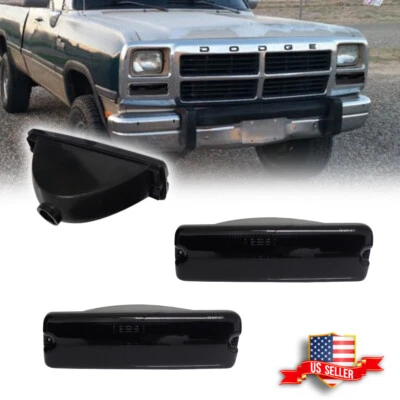 Turn Signal Lights For 91-93 Dodge D250 W250 Smoked Lens LH & RH Below Headlamps - Image 1 of 4