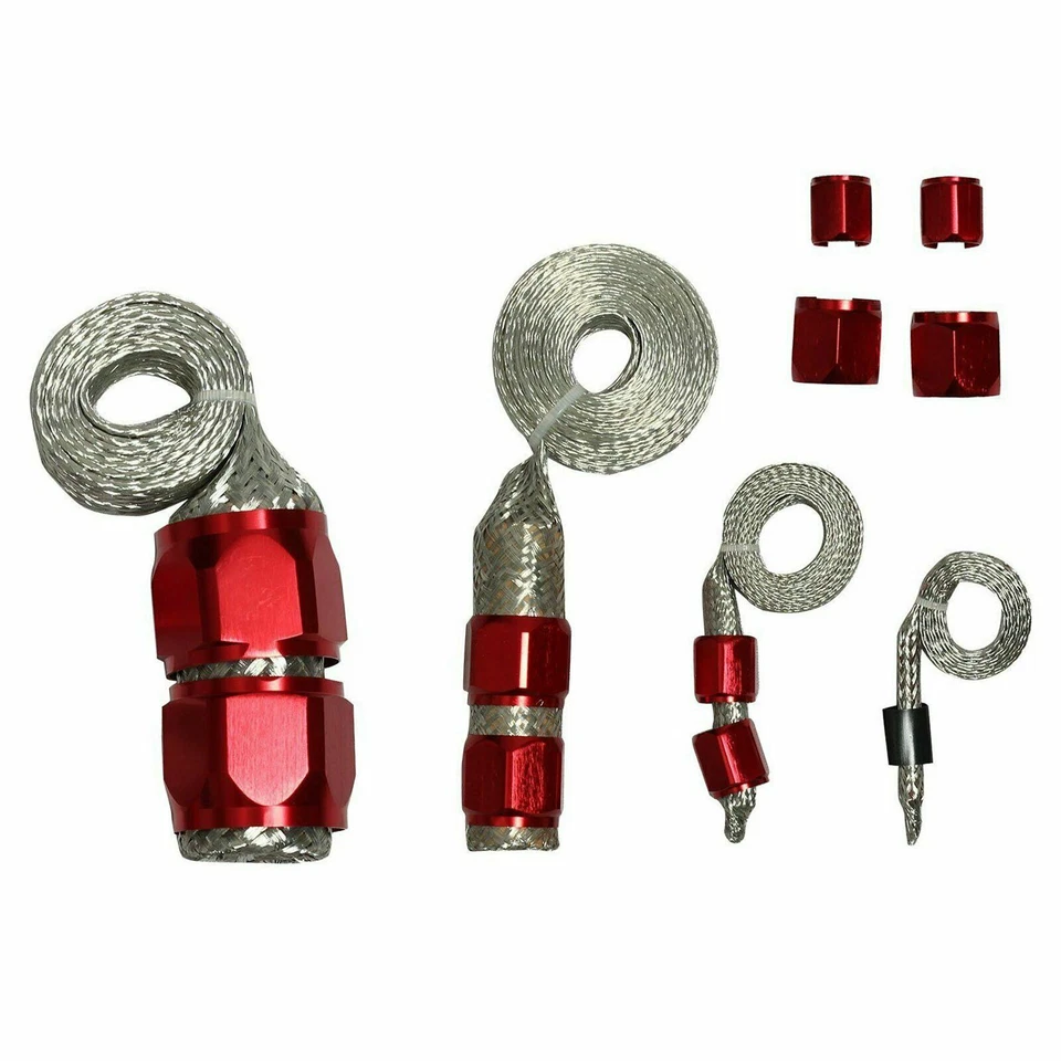 Geflochten Schlauch Edelstahl Motor Kleid Up Kits Radiator Staubsauger Fuel Rot - Bild 1 von 1