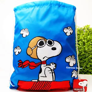 2 X Peanuts Snoopy Backpack Drawstring Sling Tote Bag Gift Authentic String Back - Picture 1 of 7