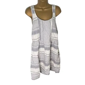 Lou & Grey Tank Sundress Linen Blend Fit Flare Sleeveless Striped Pockets 10 - Picture 1 of 5