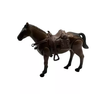 Vintage 1978 G.M.F.G.I. Brown Plastic Toy Horse With Saddle - Picture 1 of 6