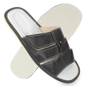 Zeist Hausschuhe Herren Leder Klettverschluss Pantoffel Latschen Gr.40-46 filsko