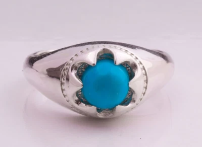 Anillo de hombre turquesa azul 925 anillo de plata esterlina hecho a mano anillo regalo para él Foto 1 de 4