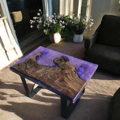 Mesa de comedor de salón de resina epoxi púrpura 36"x24" muebles decoración del hogar moderno Foto 1 de 4