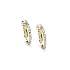 Inside Out CZ Clutchless Round 2x20mm Hoop Earrings in Gold Plated 925 Silver