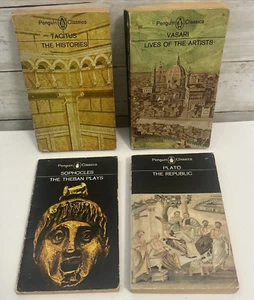 Vintage 1960's Penguin Classics PB Black Spines Sophocles Tacitus Vasari Plato - Picture 1 of 18