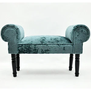 Stylish Velvet Light Blue Window Seat Bed End Chaise Lounge for Bedroom & Office - Picture 1 of 13