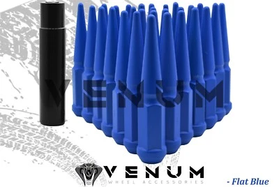 24 Pc Flat Blue Coated 4.5" Spike Lug Nuts + Socket Fits 2010-2019 Toyota Tacoma - Image 1 of 4