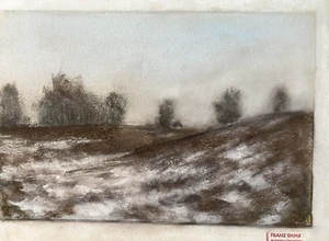 Franz Ehmke 1928-2018 GDR Painter °Pastel Winter Field Artist Stamp Fields - Picture 1 of 4